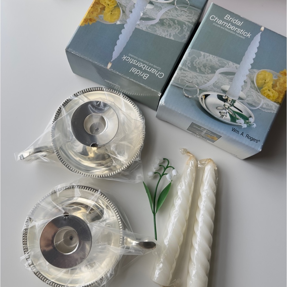 2 Vintage WM A Rogers Silverplated Bridal Chamberstick